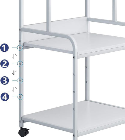 Arbuxzuy Printer Stand with Storage Shelf,3 Tier Printer Cart with Wheels,Mobile Printer Table for Home Office,Stands for Printer Heat Press Scanner Fax,Industrial Style (White)