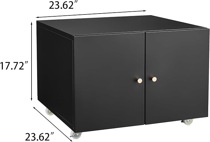 Printer Stand with Storage, 3D Heavy Duty Printers Table with Double-Door and Adjustable Shelf, Printer Stand on Wheels,Metal Fax Machine Table for Home Office