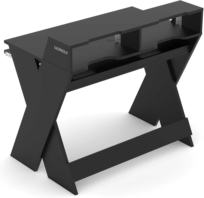 Glorious Sound Desk Compact Professional Studio Workstation with Pull-out Keyboard Compartment (Black)