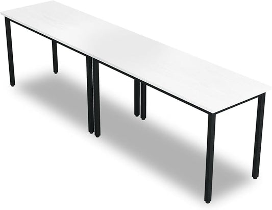 Bonzy Home Conference Tables 8ft Office Computer Desk for Meeting Room Study Writing Printer Podcast Table for 4-8 People Modern White 2PCS 94.4"x23.6"x29.5"
