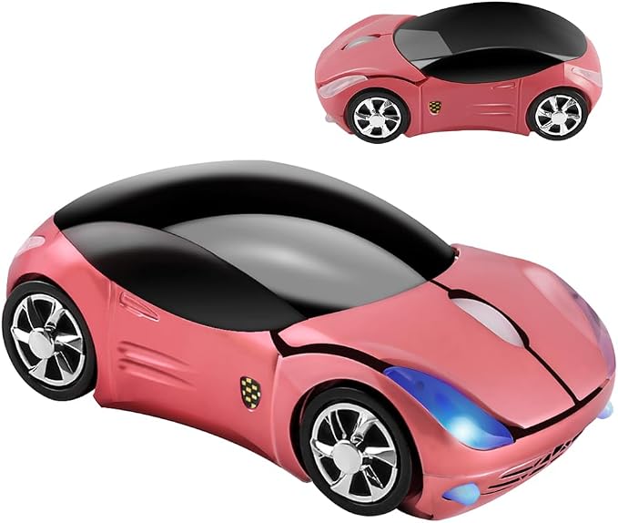 Wireless Mouse Cute Sport Car Shape Mouse Optical Ergonomic Gaming Mice Mini Small Office Gift for Boy Girl Men Women Kids Mom Dad with USB Receiver for PC Laptop Computer Mac,1600DPI 3 Buttons