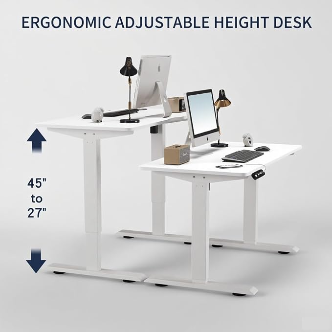 55 Inch Computer Desk, Large Office Desk for Home Office, Modern Writing Table with Sturdy Metal Frame