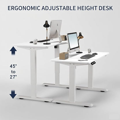 55 Inch Computer Desk, Large Office Desk for Home Office, Modern Writing Table with Sturdy Metal Frame
