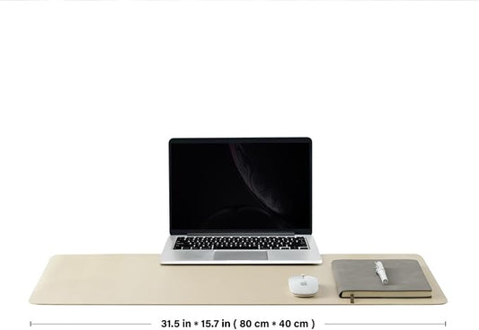 Cork Desk Mat - Dual-Sided Desk Pad for Office and Home - Desk Organization and Accessories - Ideal for Large Mouse Pad and Desk Mats on Top of Desks(Beige,31.5"x 15.7")
