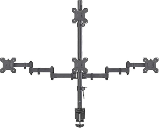 Suptek Quad LED LCD Monitor Stand up Desk Mount Extra Tall 31.5 inch Pole Heavy Duty Fully Adjustable Stand for 4 (3+1) / Four Screens up to 27 inch (MD6864)