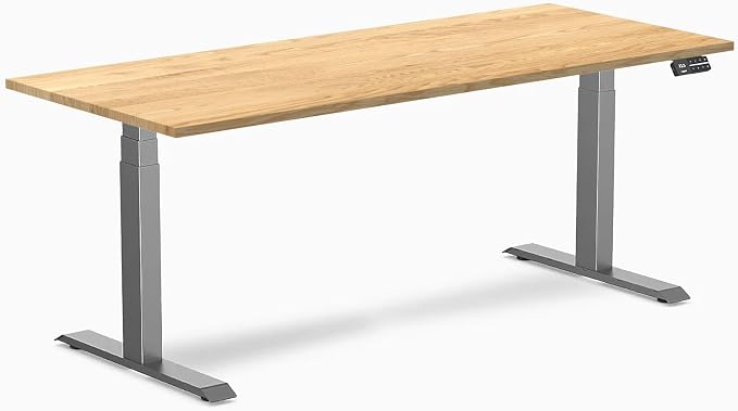 Desky Dual Hardwood Sit Stand Desk - 72x30 Electric Standing Desk - Dual Motor, 3 Stage Adjustable Height Desk - Solid Wood Standing Desk - Whole-Piece Top in White Oak Wood