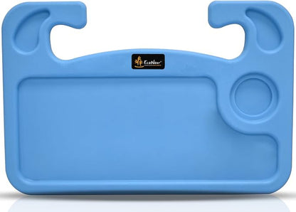 EcoNour 2 in 1 Car Steering Wheel Desk | Steering Wheel Tray for Laptop Car Mount with Pen Holder | Car Food Tray for Eating with Drinks Holder | Multipurpose Travel Car Accessories | Blue
