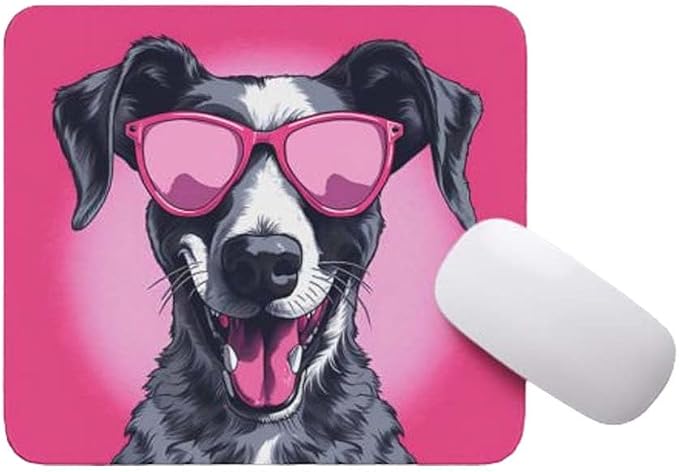 Pink Mousepad Glamour Dog Great Dane Mouse Pad for Home Office Gaming Working Desk Computer Desktop Accessories Non-Slip Rubber Mousepad for Dog Lovers