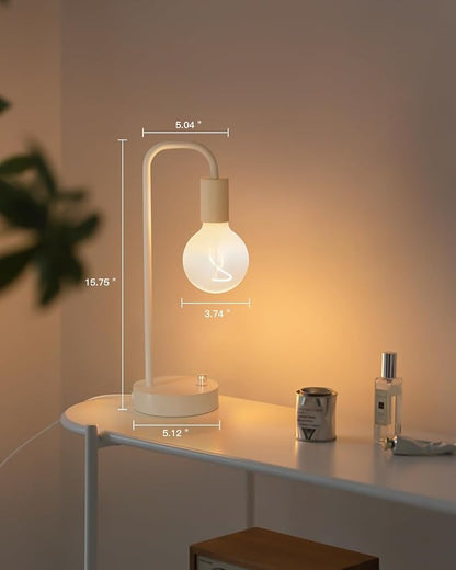 ONEWISH Industrial Small Table Lamp for Bedroom, Fully Dimmable Modern Beside Lamps with 2700K Warm Light Bulb for Kids Reading, White Nightstand Lamps for Living Room, Dorm,Home Office
