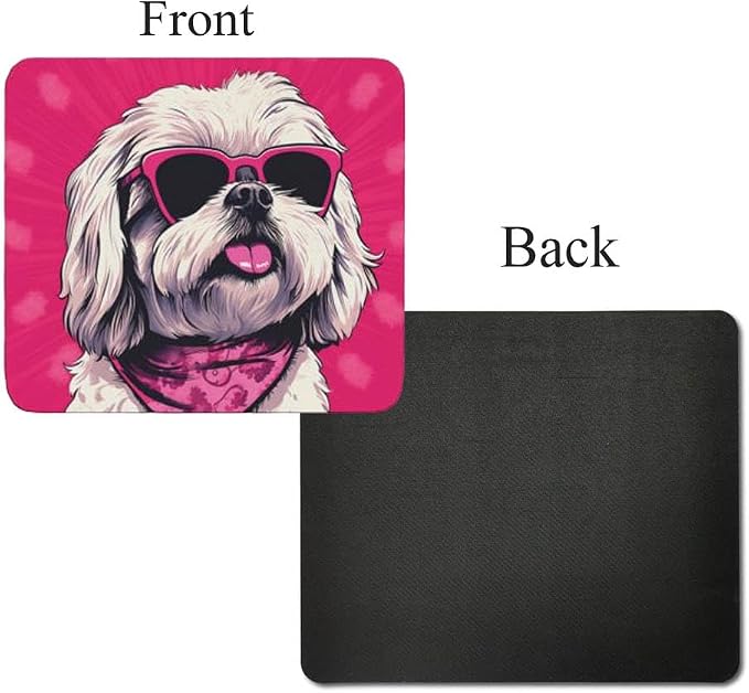 Pink Mousepad Glamour Dog Shih Tzu Mouse Pad for Home Office Gaming Working Desk Computer Desktop Accessories Non-Slip Rubber Mousepad for Dog Lovers
