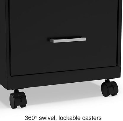 STAPLES Vertical File Cabinet for Letter/Legal Files, 2-Drawer, Letter/Legal Compatible, Locking, Black