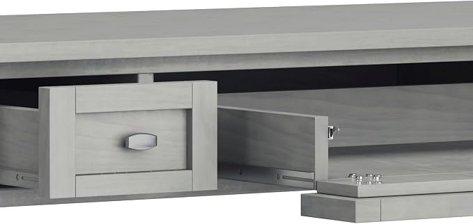 SIMPLIHOME Warm Shaker Desk - 48 Inch Wide Solid Wood Writing Desk in Fog Grey, Transitional Home Office Computer Table for Workspace or Study with Flip-Down Keyboard Tray and 2 Drawers