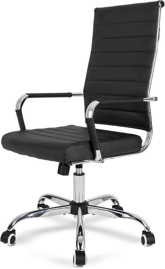 Okeysen Ergonomic Office Desk Chair, Modern PU Leather Conference Room Table Chairs Ribbed, High Back Executive Swivel Rolling Chair for Home, Office