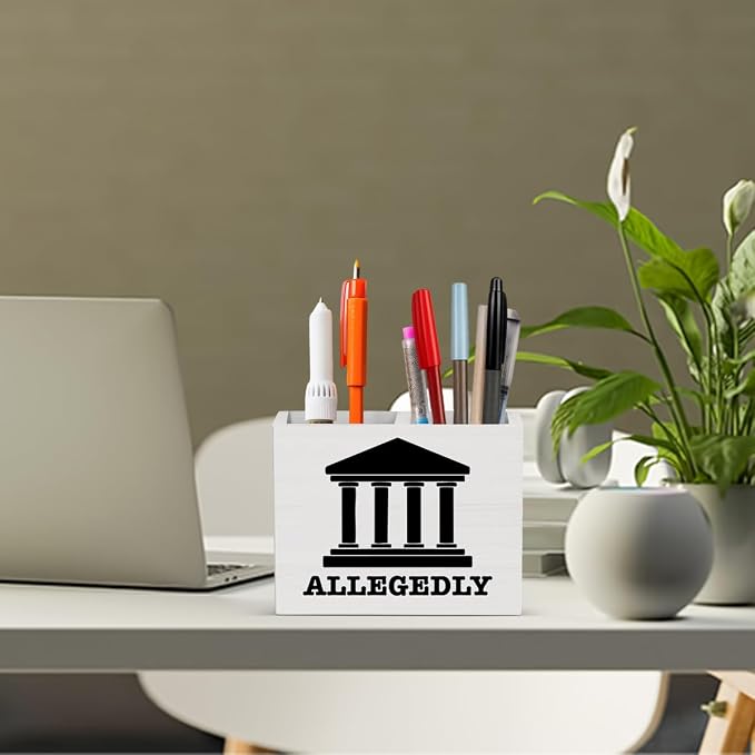 Lawyer Office Decor Lawyer Office Decoration Law Attorney Judge Gifts for Men Women Wooden Pencil Holder, Law School Students Graduation Gifts Desk Decor