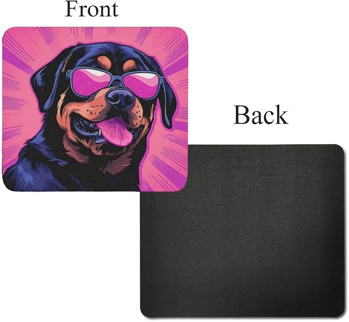 Pink Mousepad Glamour Dog Rottweiler Mouse Pad for Home Office Gaming Working Desk Computer Desktop Accessories Non-Slip Rubber Mousepad for Dog Lovers