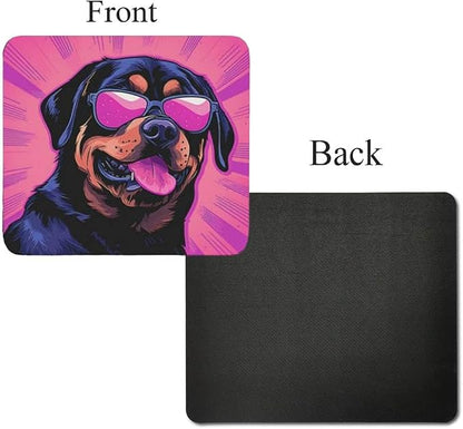 Pink Mousepad Glamour Dog Rottweiler Mouse Pad for Home Office Gaming Working Desk Computer Desktop Accessories Non-Slip Rubber Mousepad for Dog Lovers