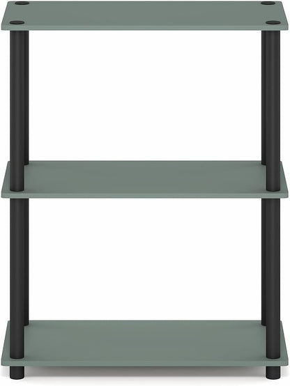 Furinno Turn-N-Tube Storage Shelves, 3-Tier Book Shelf, Corner Shelf, Toolless Open Shelves, for Organization and Storage, Living Room, Garage, Home Office, Sage Green