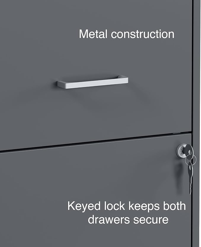 STAPLES Vertical File Cabinet for Letter/Legal Files, 2-Drawer, Letter/Legal Compatible, Locking, Graphite