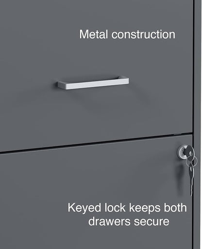 STAPLES Vertical File Cabinet for Letter/Legal Files, 2-Drawer, Letter/Legal Compatible, Locking, Graphite
