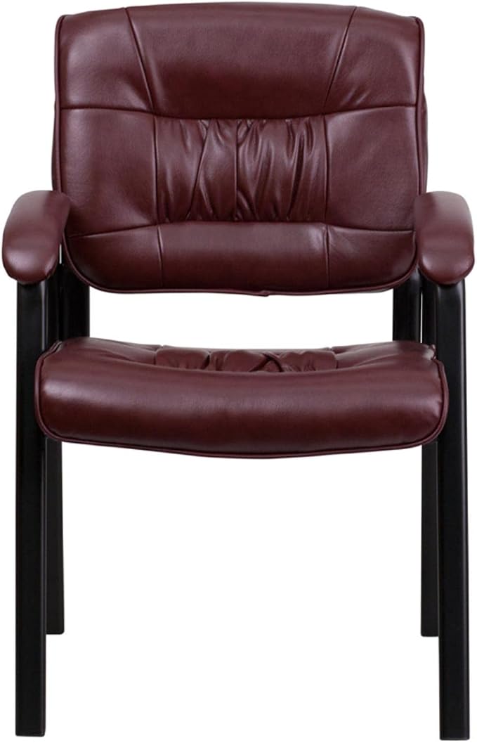 Flash Furniture Haeger LeatherSoft Tufted Executive Reception Chair with Padded Armrests, Upholstered Side Chair for Living Room or Office, Burgundy