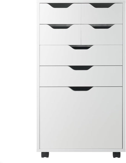 Winsome Halifax Mobile Storage Cabinet with 7 Drawers in White, Stylish & Functional Home Storage Cabinet for Filing, Kitchen Organization, Moveable Furniture for Office, Dorms, Apartments