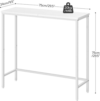 HOOBRO Narrow Console Table, 29.5" Small Entryway Table, Thin Sofa Table, Side Table, Display Table, for Hallway, Bedroom, Living Room, Foyer, White WW75XG01