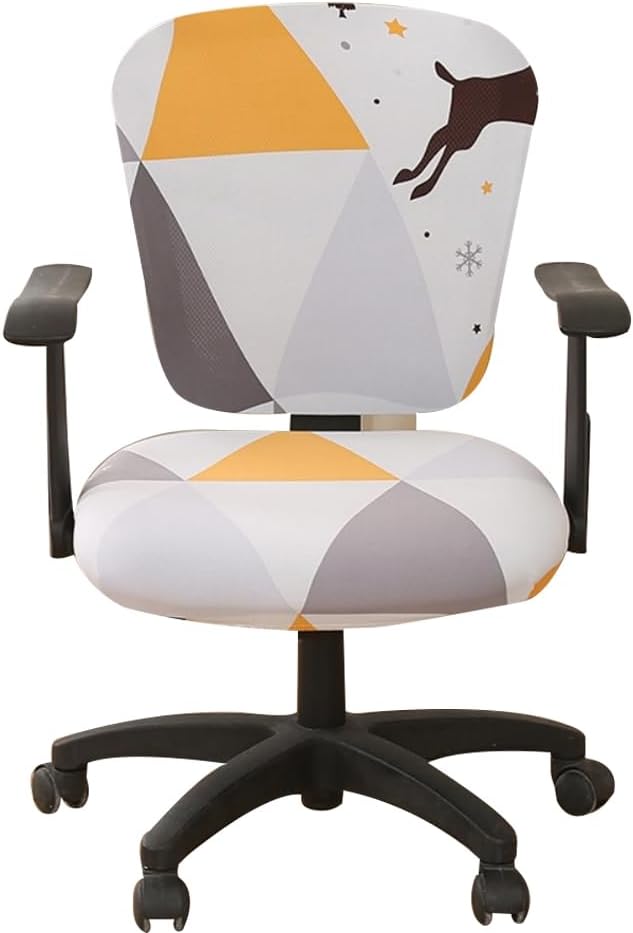 Jinzio Computer Office Chair Cover - Split Protective & Stretchable Cloth Polyester Universal Desk Task Chair Chair Covers Stretch Rotating Chair Slipcover (Deer)