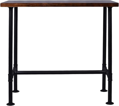 DIY Industrial Design Pipe Dining Table Casual Pub BAR Laptop Table Modern Studio Wood and Metal Rectangular Dining Table homeoffice Desk Breakfast high bar Table Walnut Desktop 47.3" × 23.6"