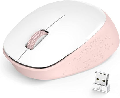 LeadsaiL Wireless Mouse, 2.4G Silent, USB, 3 Buttons, 1600 DPI, White, Ambidextrous, 5m Range, 1 AA Battery, Windows 10/8/7/Mac/Linux Compatible