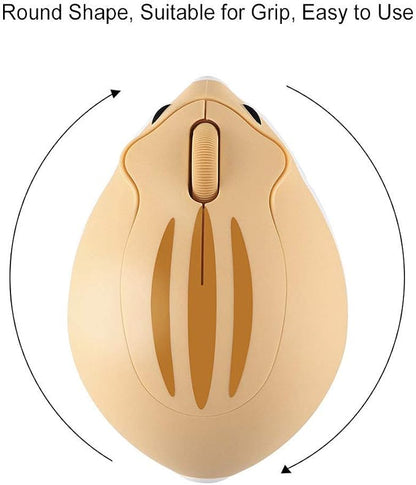 CHUYI Hamster Wireless Mouse, Cute Animal Optical Aesthetics Silent Mouse Portable Cordless Mute Mice for Travel School Office for Computer Laptop PC (Yellow)