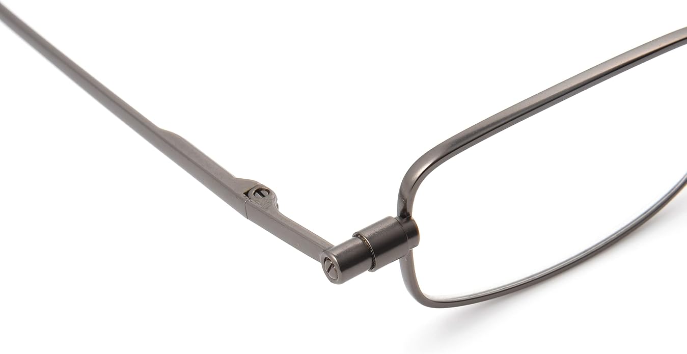 Foster Grant Gavin Fold Flat Rectangular Reading Glasses, Gunmetal/Transparent, 48 mm + 3