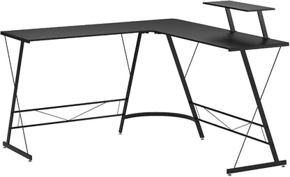 Mr IRONSTONE L Shaped Gaming Desk Corner Computer Desk, Home Office Desks Writing Workstation with Large Monitor Stand, Easy to Assemble (Black,51 Inch)