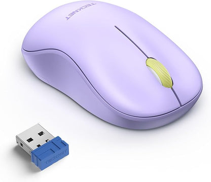 TECKNET Wireless Mouse for Laptop, 2.4G Silent Computer Mouse Quiet Click with 5 DPI Levels,Contoured Grip,Small Portable 30 Months Battery Cordless Mice for PC, Chromebook, Mac - Light Purple