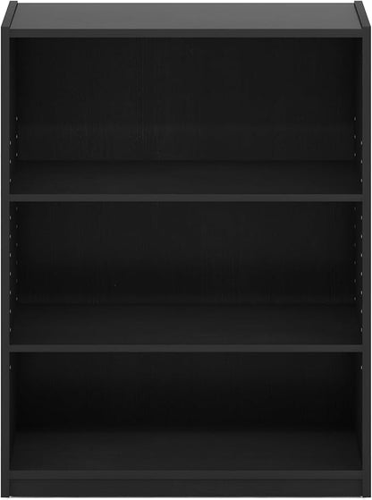 Furinno GEHRY Book Shelf, 3-Tier Small Bookshelf, Bookcase with Adjustable Shelves, 11.6 x 24.8 x 31.6, for Organization and Storage, for Living Room, Bedroom, Home Office, Blackwood