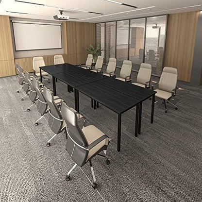 Bonzy Home Conference Table 9FT Office Computer Table for Meeting Room, Study Writing Printer Podcast Table for 8 People, Black, 2PCS, 110.2"x23.6"x29.5"