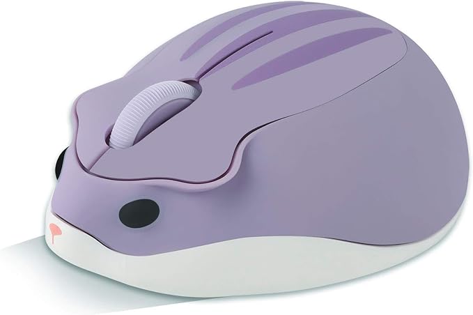 CHUYI Cute Hamster Wireless Silent Mouse Cartoon Portable Travel Mute Mouse 1200DPI Optical Cordless Quiet Animal Mice for Computer Laptop PC Gift (Purple)