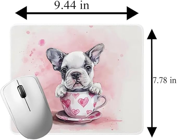Dog Mousepad Desktop Laptop Computer Accessories Puppy in Tea Cup Mouse Pad Home Office Gaming Work Desk Computer Non-Slip Rubber Mousepad (Bulldog)