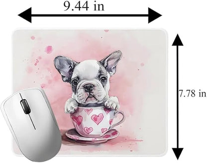 Dog Mousepad Desktop Laptop Computer Accessories Puppy in Tea Cup Mouse Pad Home Office Gaming Work Desk Computer Non-Slip Rubber Mousepad (Bulldog)