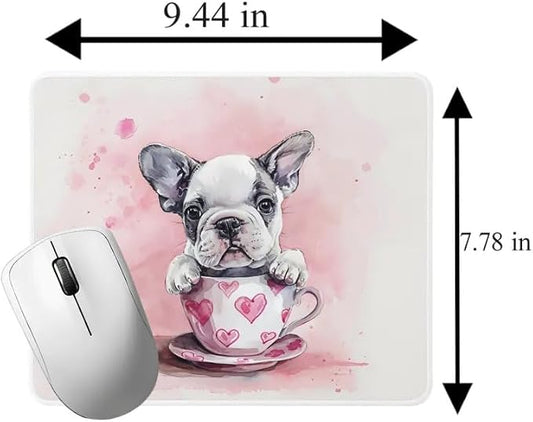 Dog Mousepad Desktop Laptop Computer Accessories Puppy in Tea Cup Mouse Pad Home Office Gaming Work Desk Computer Non-Slip Rubber Mousepad (Bulldog)