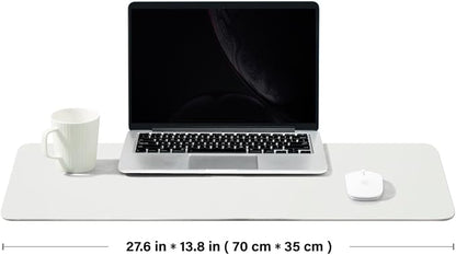 Leather Desk Mat - Non-Slip PU Desk Pad for Office and Home - Desk Organization and Accessories - Ideal for Large Mouse Pad and Desk Mats on Top of Desks (White,27.6"x 13.8")