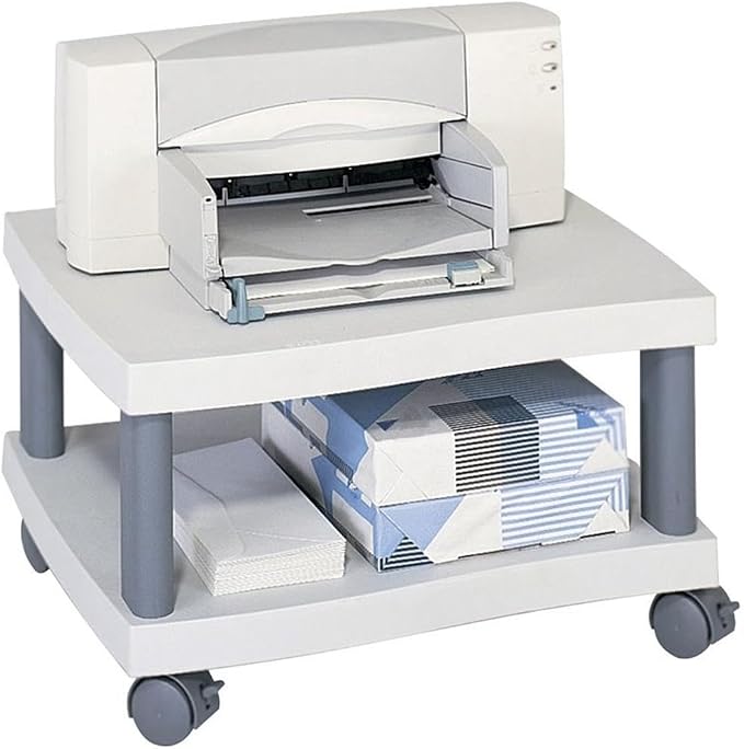 Scranton & Co Underdesk Printer Stand, 20"W x 17.5"D x 11.5"H, Durable PVC Plastic, Two-Tone Gray Finish, Mobile with Locking Swivel Casters, Storage Shelf for Supplies, Compact Office Printer Stand