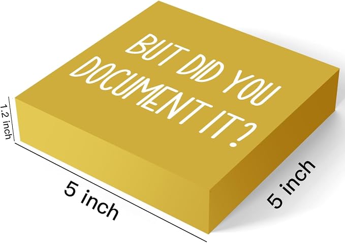 But Did You Document It Office Decor Wooden Box Sign Decorative Funny Office Wood Box Sign Home Rustic Farmhouse Square Desk Decor Sign for Shelf Office Desk Accessories 5 x 5 Inches（Yellow）