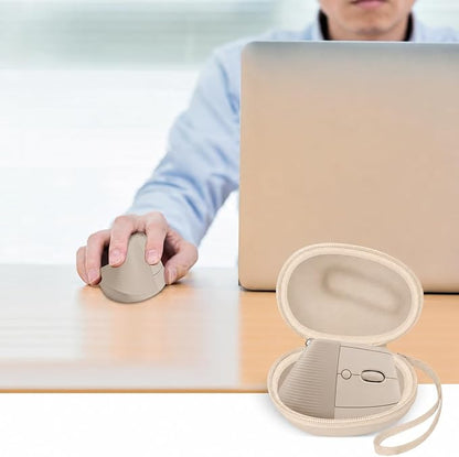 ANKHOH Case for Logitech Lift Vertical Ergonomic Mouse, Travel Carrying Holder Storage Box for Logi Wireless Bluetooth Cordless Upright Mouse - Bag Only (Khaki)