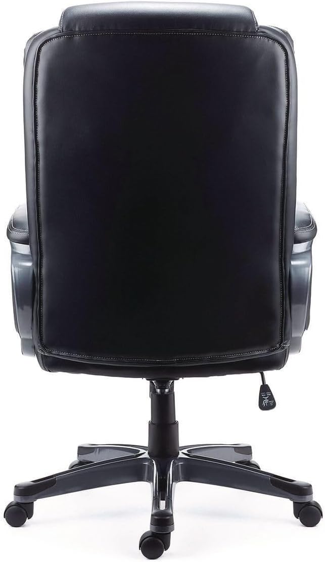 Alera Kirkdale Leather Manager Office Chair, High-Back Executive Computer Chair, Adjustable Seat Height, Supports Up to 275 lb, Black