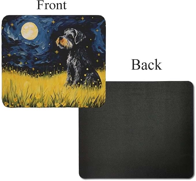 Tubbie Prints Starry Night Dog Mouse Pad for Computer Laptop Home Office Gaming Working Desk Desktop Accessories Non-Slip Rubber Mouse Pad for Dog Lovers (Miniature Schnauzer)