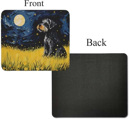 Tubbie Prints Starry Night Dog Mouse Pad for Computer Laptop Home Office Gaming Working Desk Desktop Accessories Non-Slip Rubber Mouse Pad for Dog Lovers (Miniature Schnauzer)