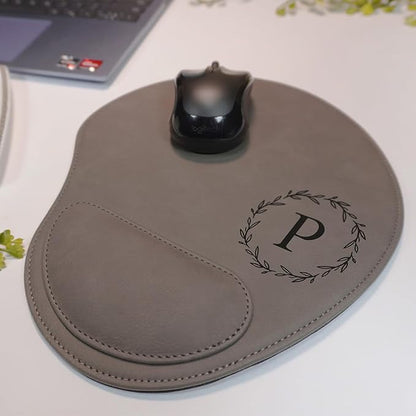 Custom Ergonomic Mouse Pad with Wrist Support – Personalized Vegan Leather Mouse Pad for Office, Home & Gaming – Durable Anti-Slip Desk Accessory, Multiple Colors, Gift Ready