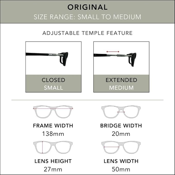 Clic Magnetic Reading Glasses - Adjustable Neck Hanging Readers - Secure Fit with Rigid Headband - Original (S-M, Jean Blue, 1.25)