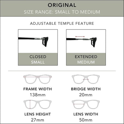 Clic Magnetic Reading Glasses - Adjustable Neck Hanging Readers - Secure Fit with Rigid Headband - Original (S-M, Jean Blue, 1.25)