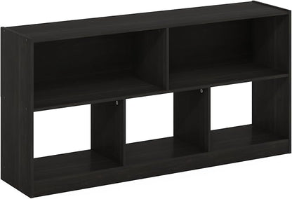 Furinno DALY Book Shelf, 5-Cube Bookshelf, Horizontal Cube Storage Organizer Bookcase, 10.9 x 47.2 x 23.6, for Living Room, Bedroom, Home Office, Espresso